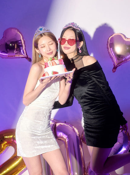 Velvet Sleeveless Neck Chain Mini Dress BD23