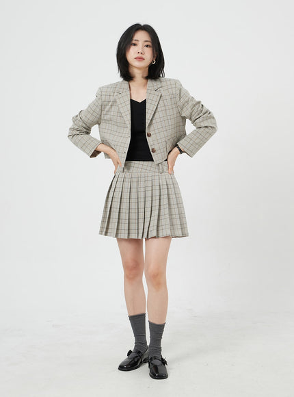 Cropped Plaid Jacket OM327
