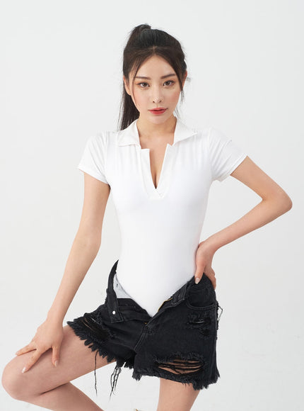 Surfer Collared One Piece Swimsuit IJ13