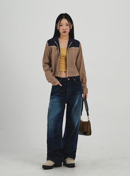 Denim Knit Zipper Jacket CN30