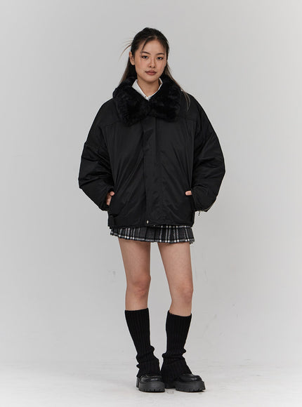 Faux Collar Puffer Jacket Unisex CN23