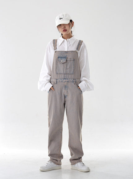 Pink Washed Overfit Denim Overalls CG16