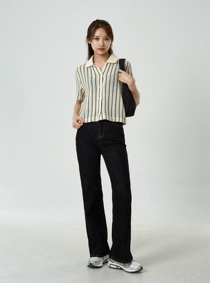 Semi Boot-Cut Raw Denim Pants CU11