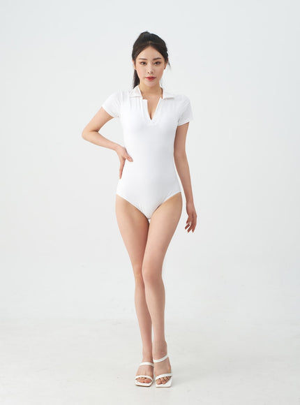 Surfer Collared One Piece Swimsuit IJ13