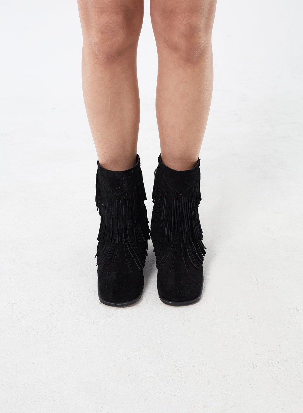 Black fringe ankle boots uk best sale