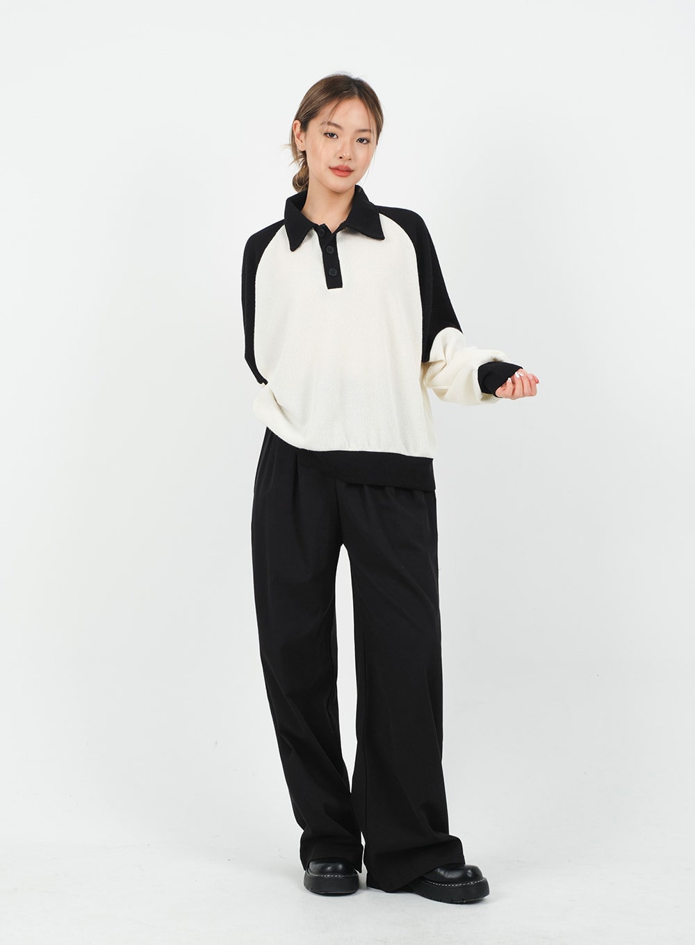 Mid-rise Wide Banded Cotton Pants CA08