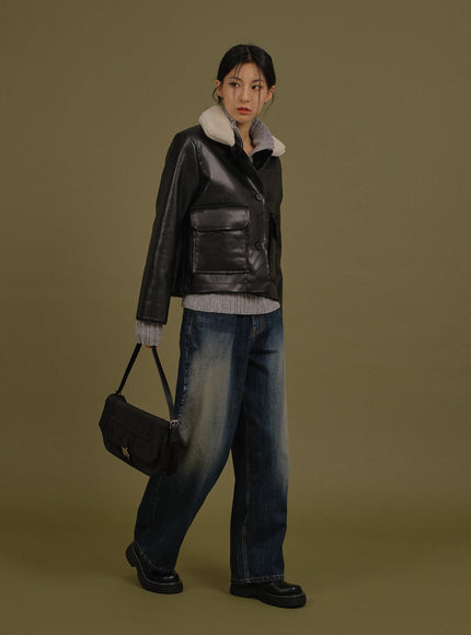 Washed Wide Denim Pants
