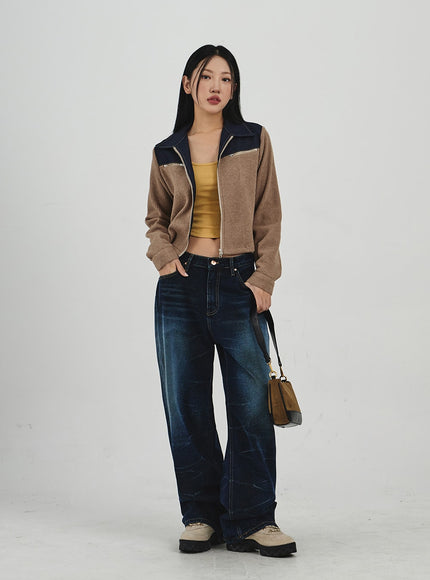 Denim Knit Zipper Jacket CN30