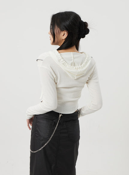 Stripe Detail Cropped Hoodie Top BJ319