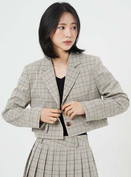 Cropped Plaid Jacket OM327