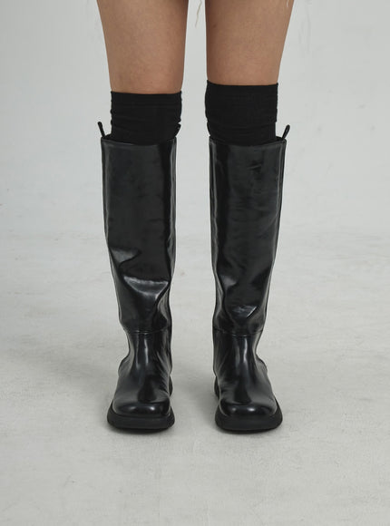 Faux Leather Knee High Boots CD12