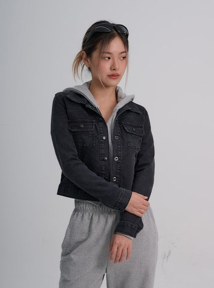 Button Crop Denim Jecket CO18