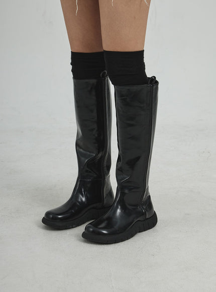 Faux Leather Knee High Boots CD12