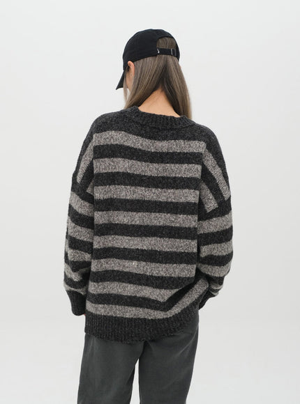 Stripped Loose Fit Knit Sweater J18