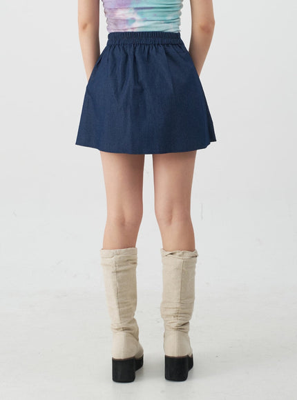 Pleated Denim Mini Skirt CJ08