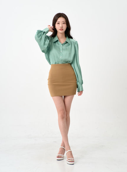 Simple High Waist Pencil Mini Skirt IO12