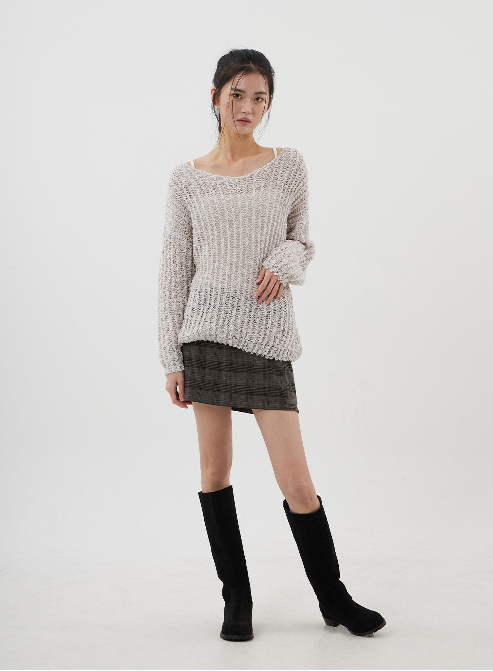 Boat Neck Sheer Sweater CJ310