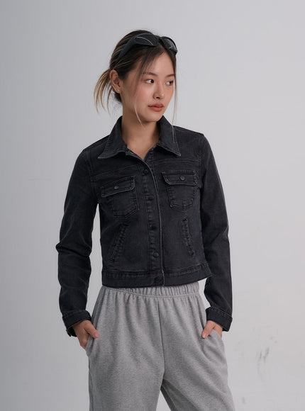 Button Crop Denim Jecket CO18