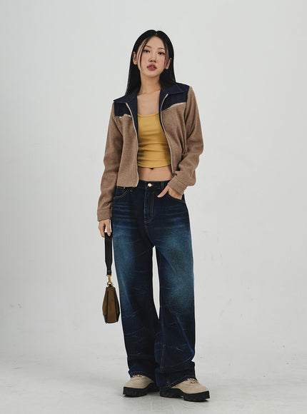 Denim Knit Zipper Jacket CN30