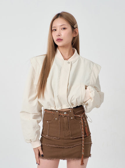 Drawstring Waist Cropped Jacket BD23