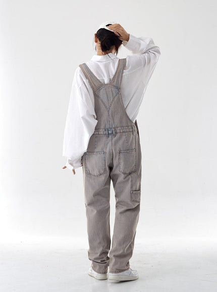 Pink Washed Overfit Denim Overalls CG16