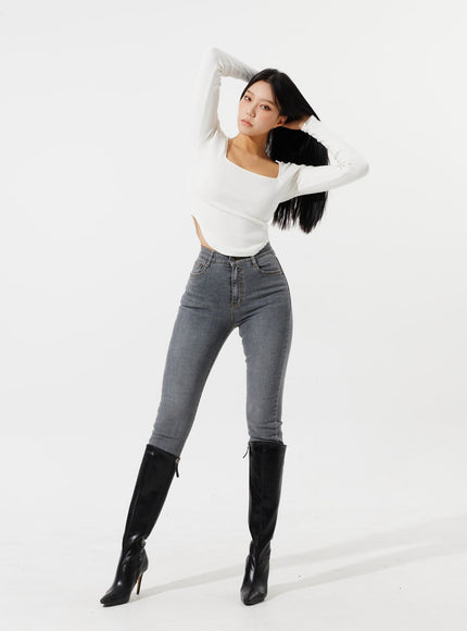 High Waist Ankle Jeans IM307