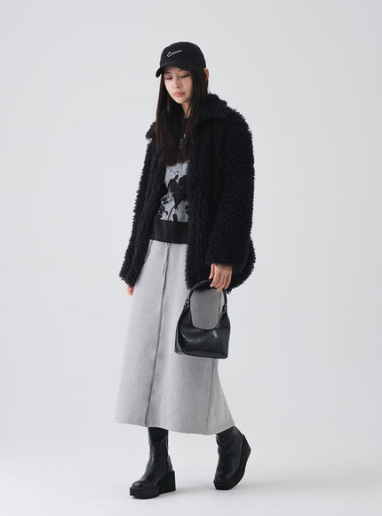 Fleece Lined Maxi Skirt with Stich