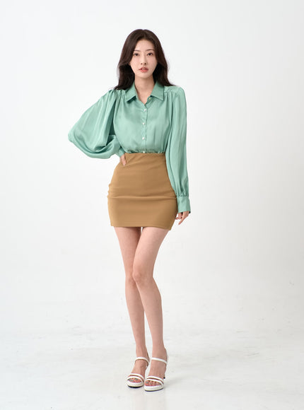 Simple High Waist Pencil Mini Skirt IO12