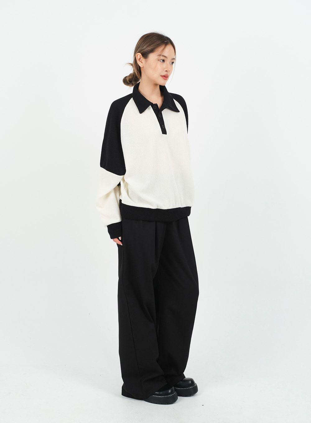 Mid-rise Wide Banded Cotton Pants CA08