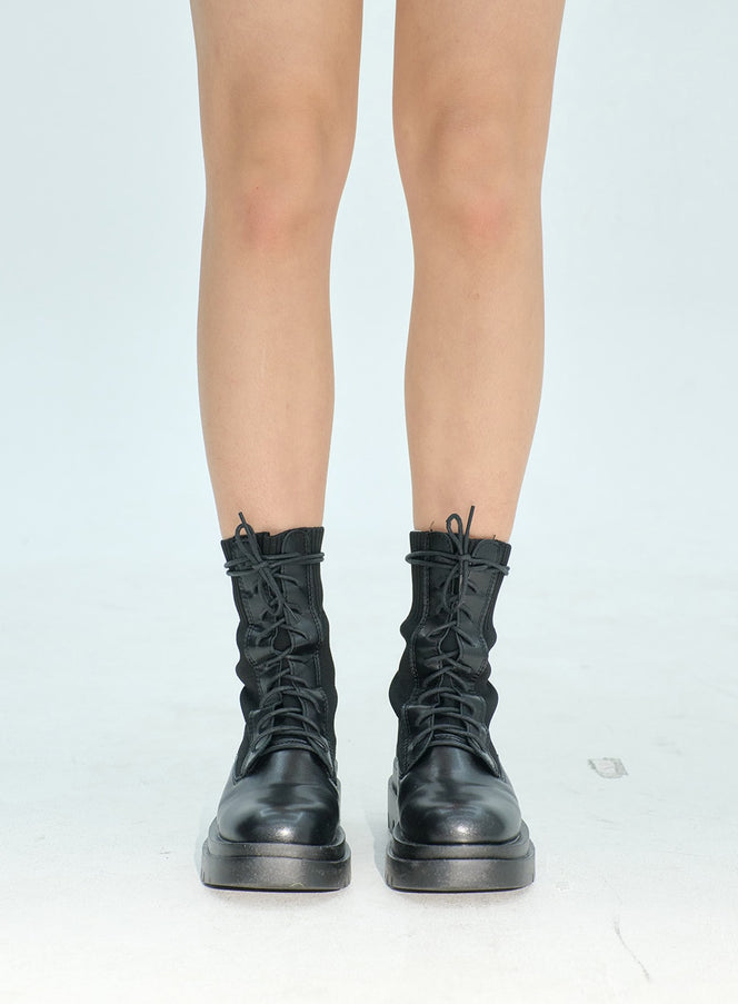 Lace-Up Mid-Calf Boots BJ331