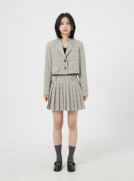 Cropped Plaid Jacket OM327