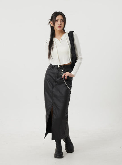 Stripe Detail Cropped Hoodie Top BJ319