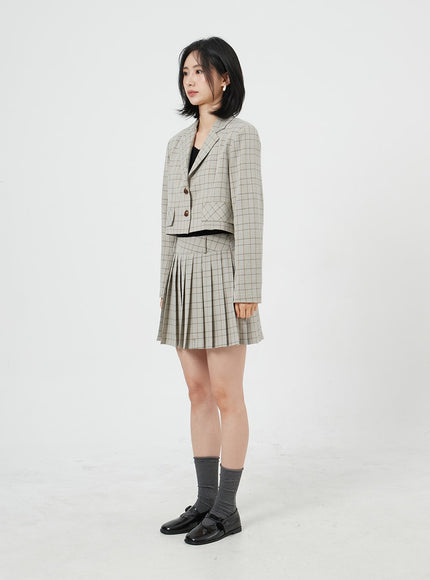 Cropped Plaid Jacket OM327