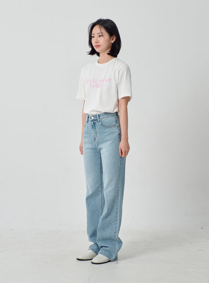 Light Wash Wide Leg Jeans OJ331