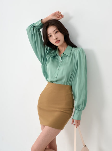Simple High Waist Pencil Mini Skirt IO12