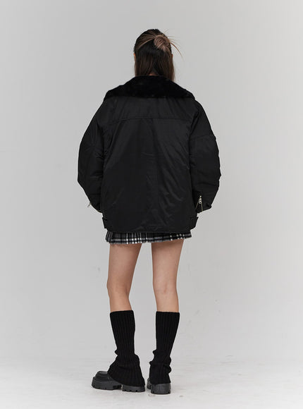 Faux Collar Puffer Jacket Unisex CN23
