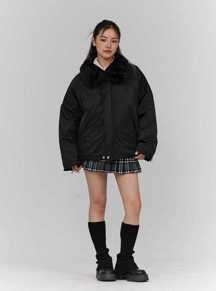 Faux Collar Puffer Jacket Unisex CN23