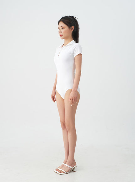 Surfer Collared One Piece Swimsuit IJ13