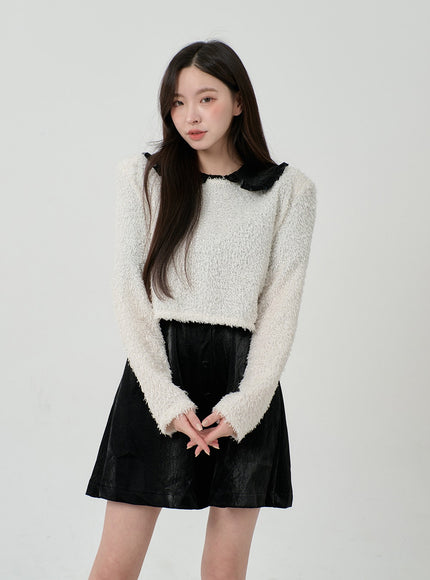 Puff Sleeve Faux Leather Mini Dress BD12