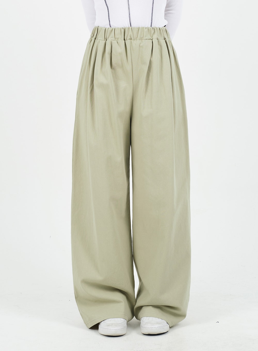 Mid-rise Wide Banded Cotton Pants CA08