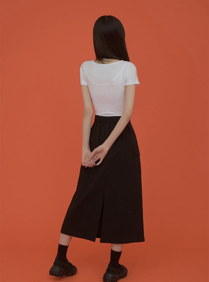 Square Neck Slim Fit Short Sleeve T Shirt CM5