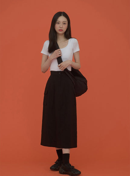 Square Neck Slim Fit Short Sleeve T Shirt CM5