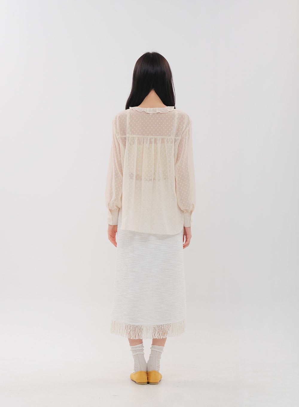 Sheer Blouse with Frill Collar BM12
