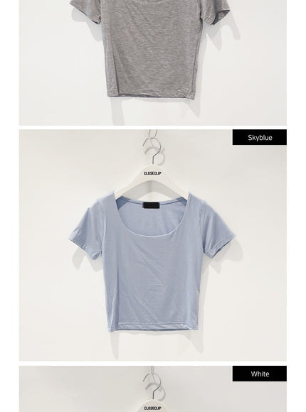 Square Neck Slim Fit Short Sleeve T Shirt CM5