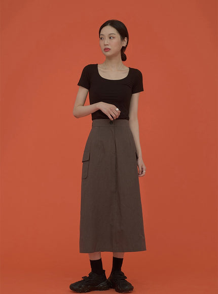 Square Neck Slim Fit Short Sleeve T Shirt CM5