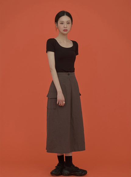 Square Neck Slim Fit Short Sleeve T Shirt CM5