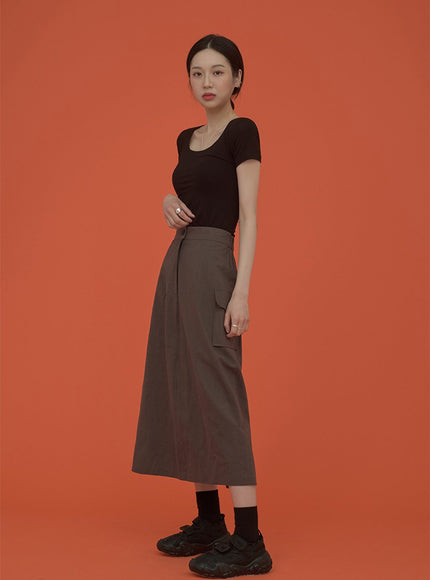 Square Neck Slim Fit Short Sleeve T Shirt CM5