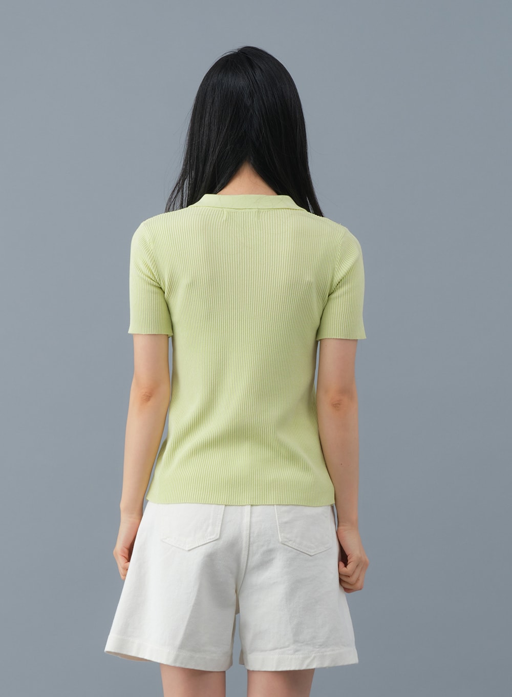 Ribbed Collar Knit Top OM2