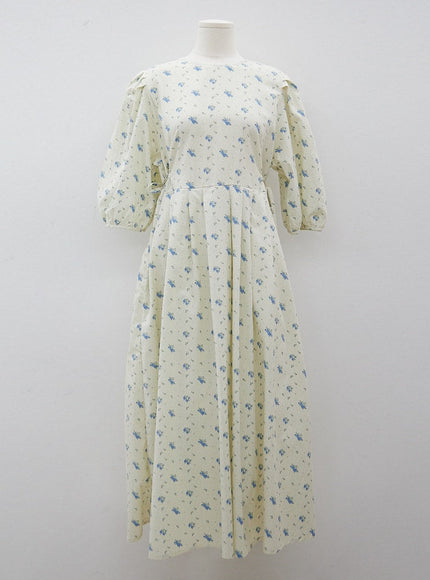 Plus Romantic Flower Print Ribbon Tie Maxi Dress IY24