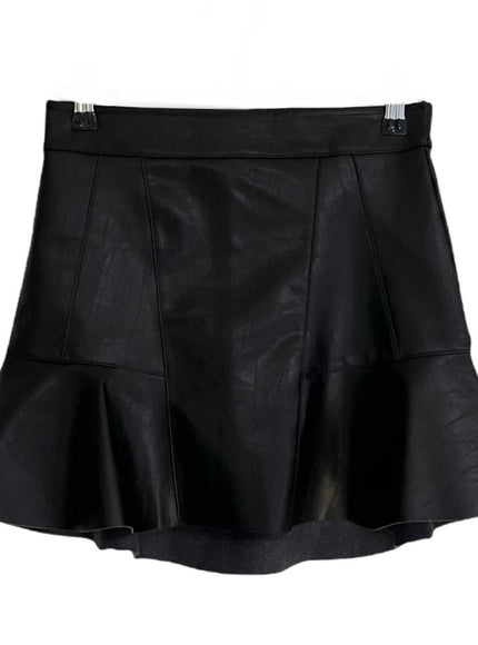 Faux Leather Flared Hem Mini Skirt #Original Kpop #1216142